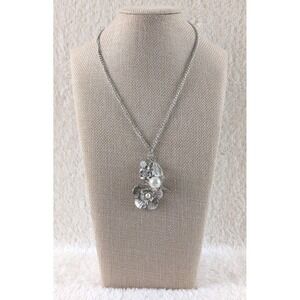 Silver-Tone Flower Pendant Necklace – Faux‎ Pearl & Crystal Cluster Charm